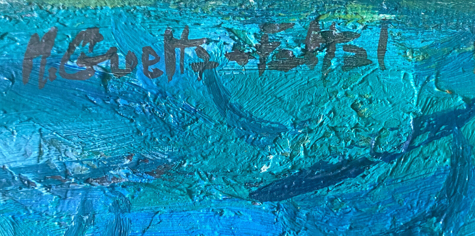 Table "Reflections in water" HST from 1942 by Marcelle GUETTA-FATTAL (1922-2009)