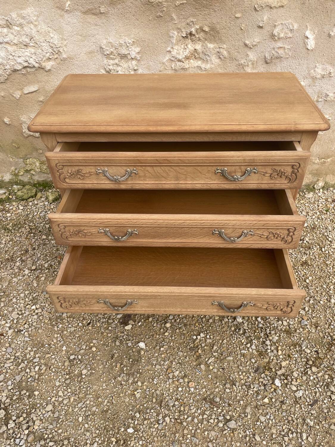 Small stripped oak chest of drawers