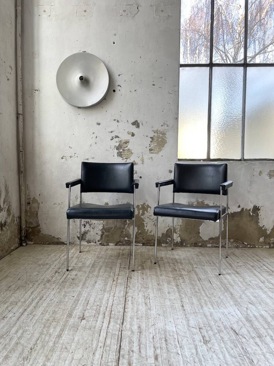 Pair of chrome office chairs