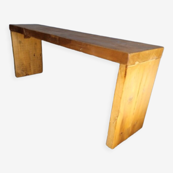 Old patinated solid wood bench 120cm