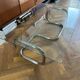 1970s design coffee table in rectangular glass with chrome legs