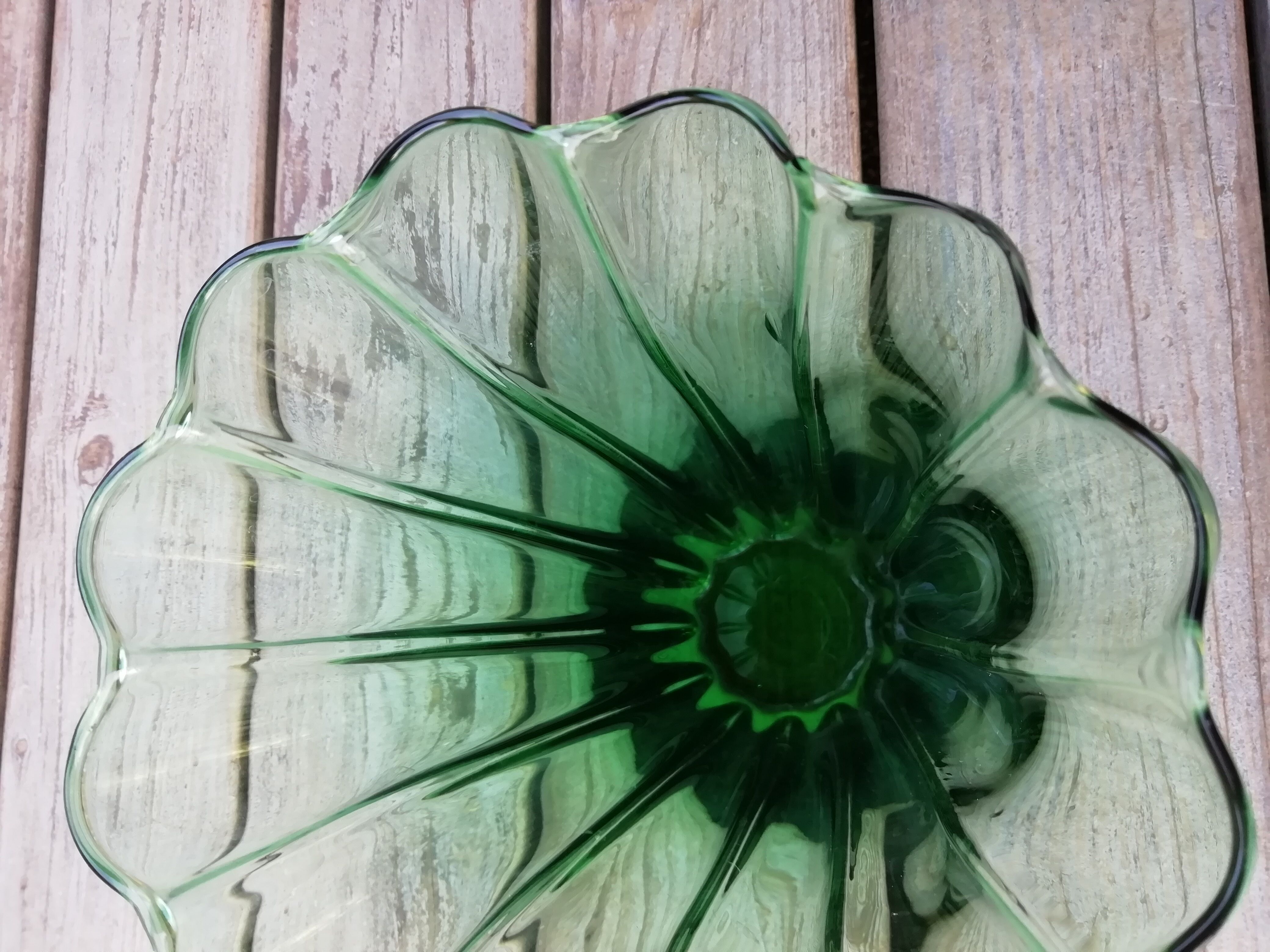 Green glass vase
