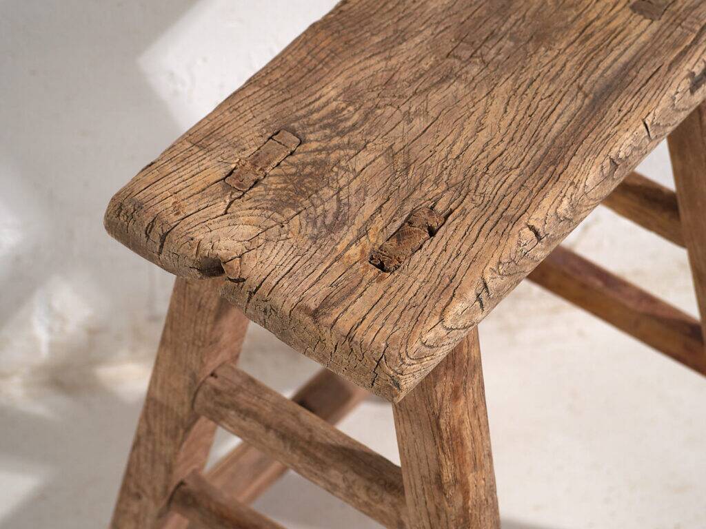 Ancient Asian stools (circa 1900). Set of two pieces