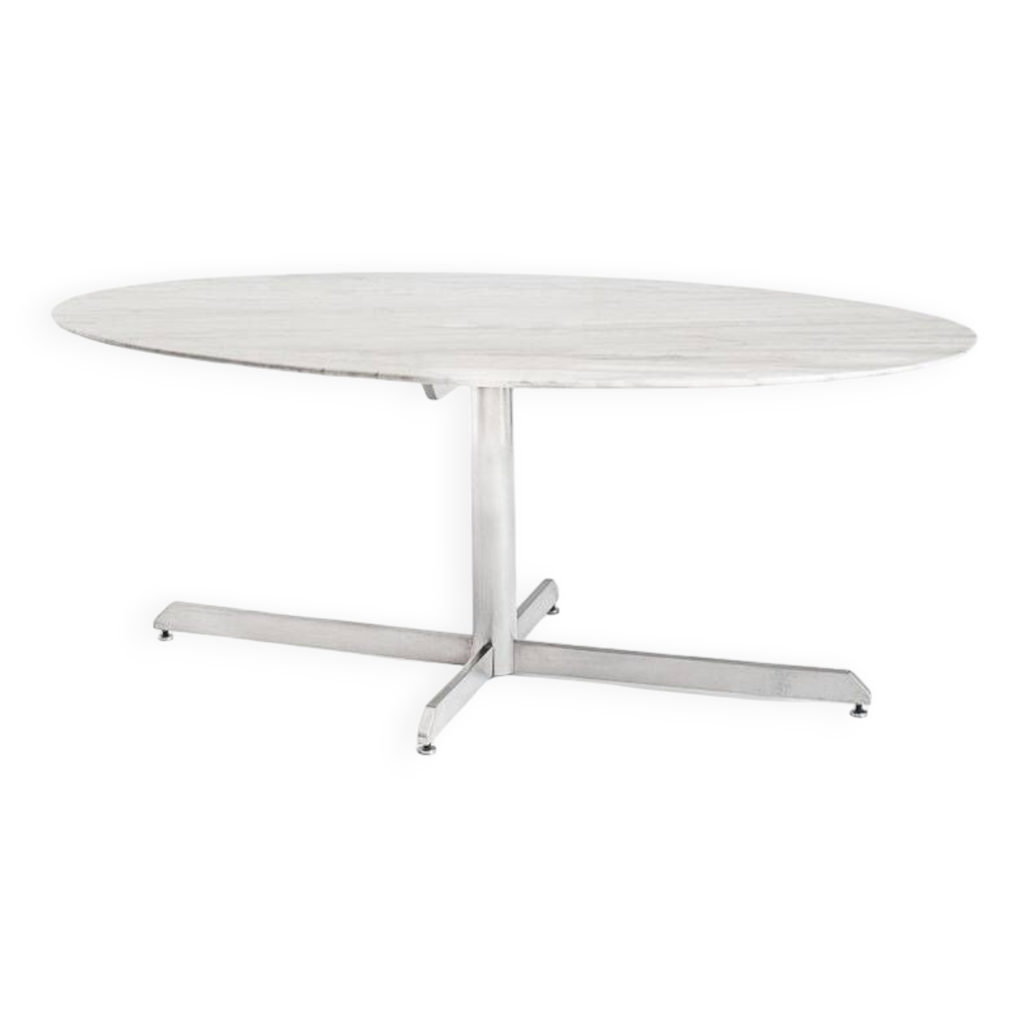Dining table Roche Bobois. Metal and white marble. France, 1960s