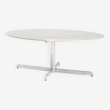 Dining table Roche Bobois. Metal and white marble. France, 1960s