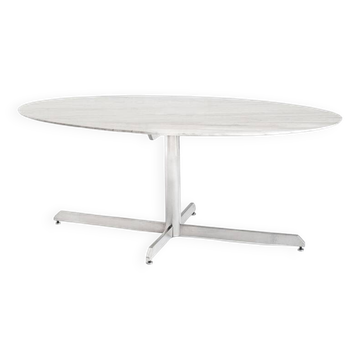 Dining table Roche Bobois. Metal and white marble. France, 1960s