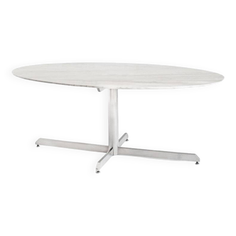 Dining table Roche Bobois. Metal and white marble. France, 1960s
