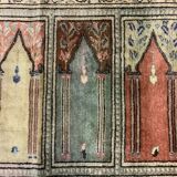 Distressed Turkish Rug 188x101 cm wool Vintage shabby Chic Runner Blue, Beige