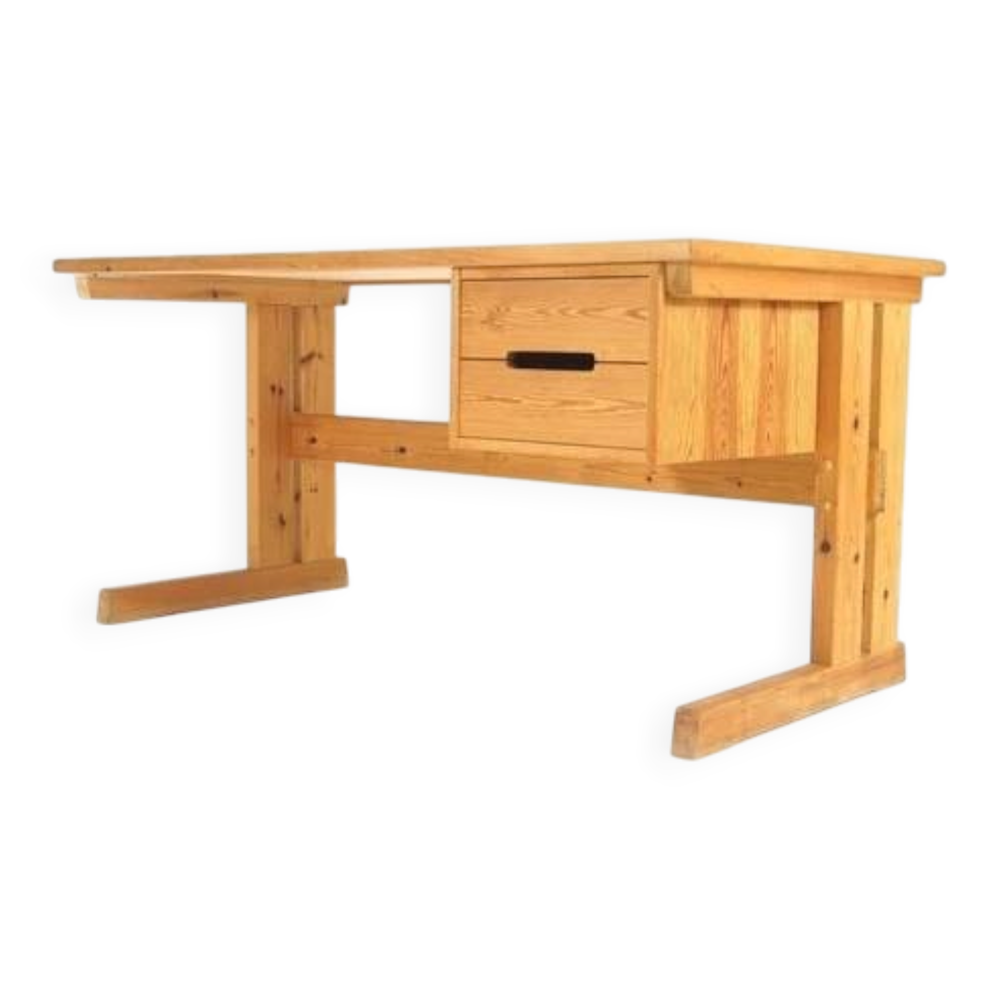 Retro Vintage Danish Pine Single Pedestal Writing Office Desk Mid Century 1970s