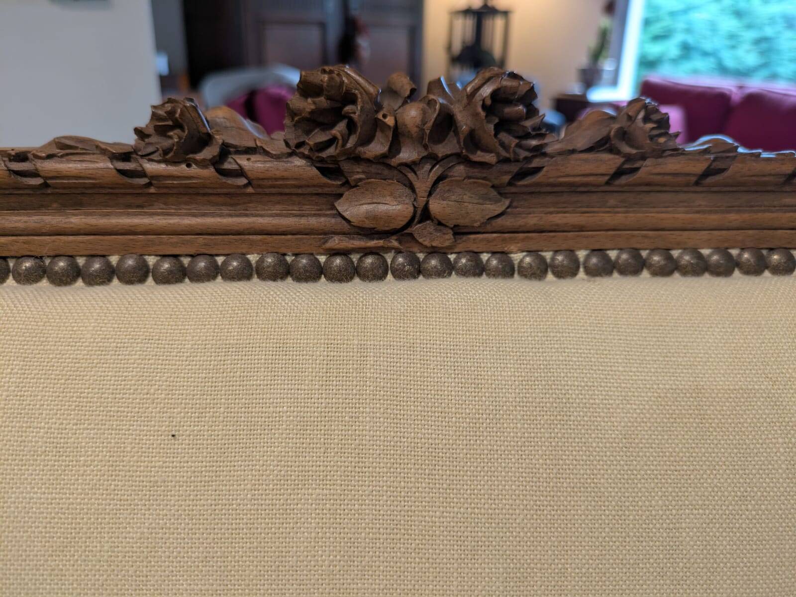 Banquette Louis XVI refaite à l'ancienne