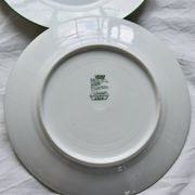 6 monogrammed dessert plates Limoges porcelain