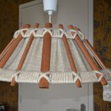 Scandinavian wooden and linen suspension from the GDR, 1970.
