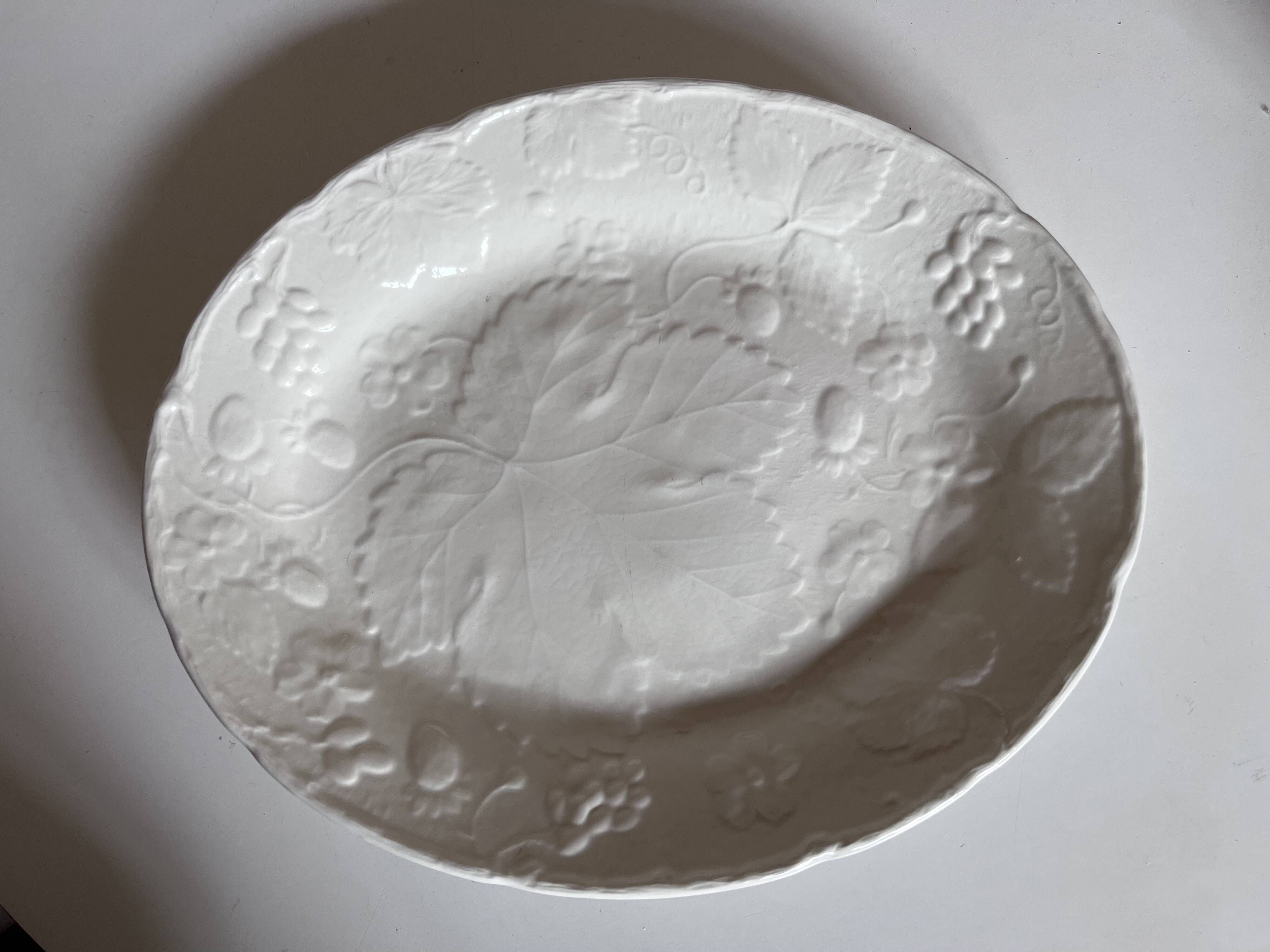 English earthenware plate Burleigh Davenport relief strawberry and vine leaf
