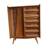 Commode bois et rotin
