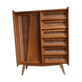 Wood and rattan chest of drawers
