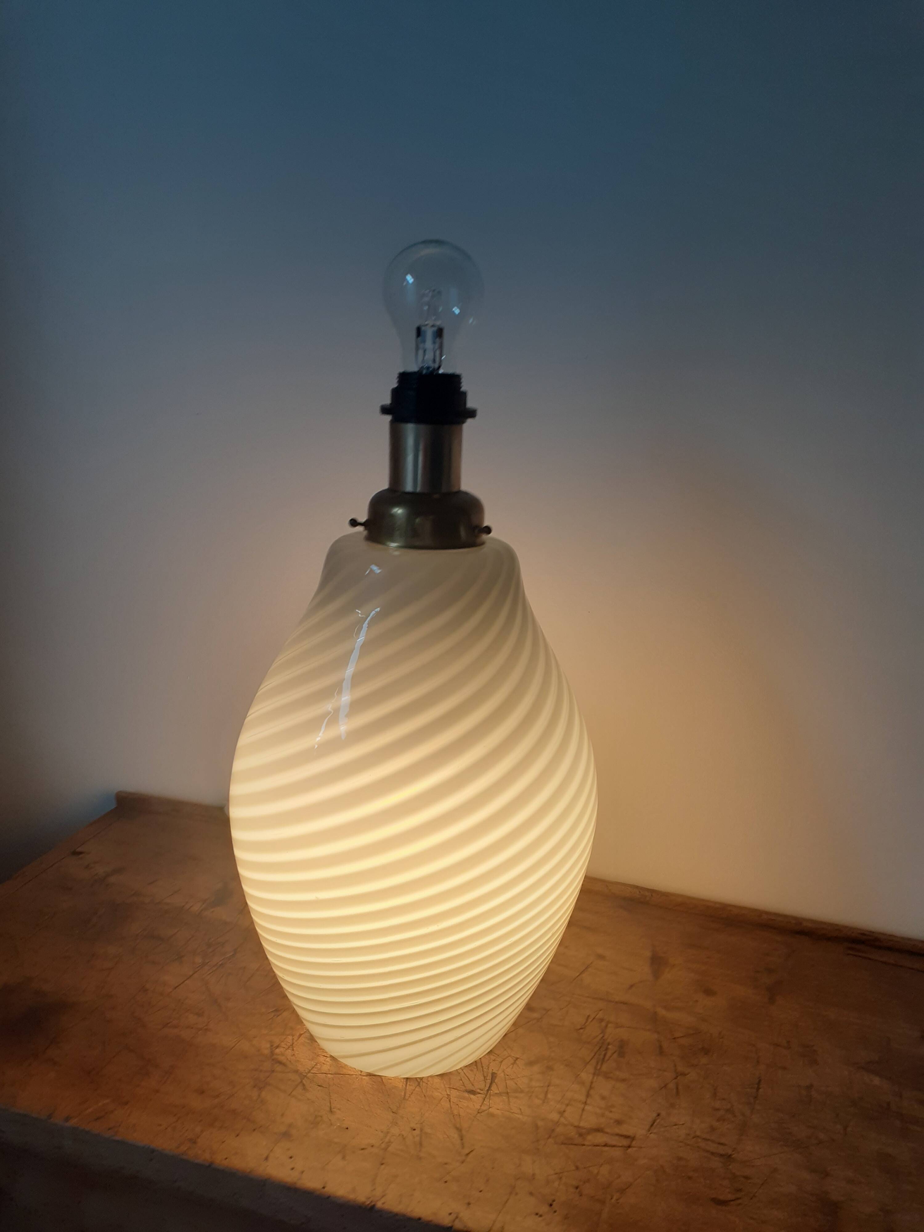 Murano glass lamp with ribbed pattern, 1970s