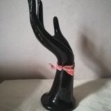 Baguier soliflore hand in black earthenware