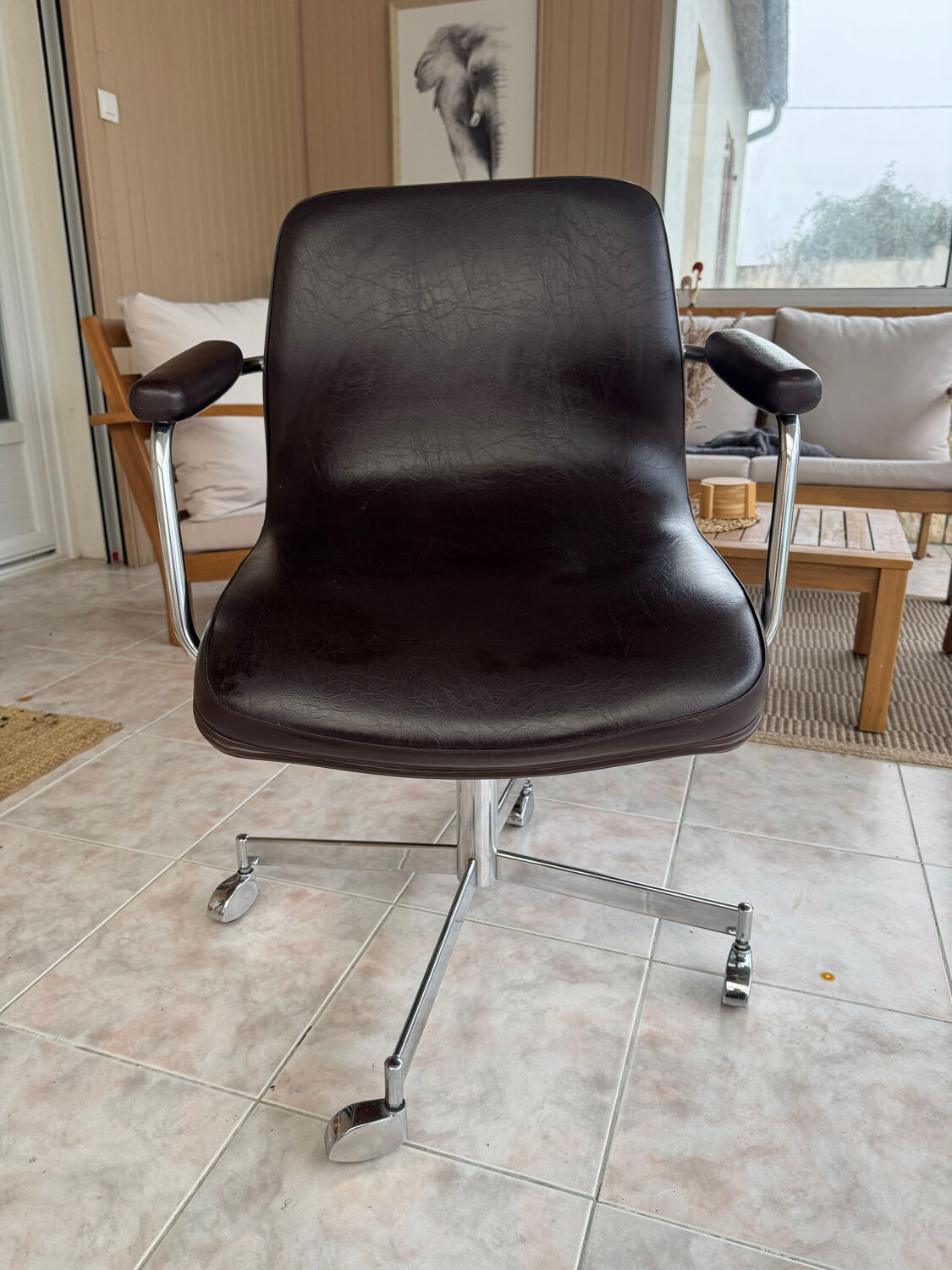 Architect's chair in leather – limited edition 13/98 – 1970s