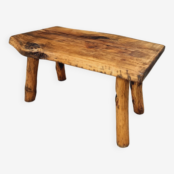 Table basse vintage rustique en bois de hêtre 55 x 90 cm