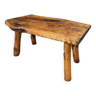 Vintage coffee table rustic beech wood 55 x 90 cm