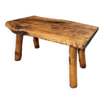 Table basse vintage rustique en bois de hêtre 55 x 90 cm