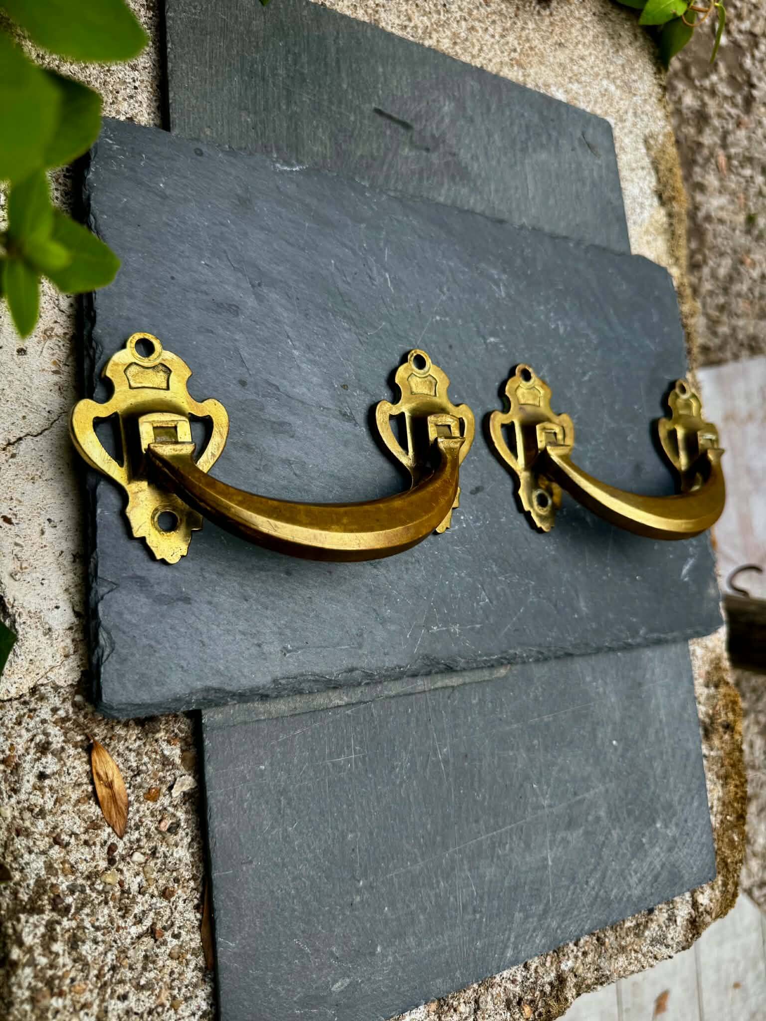 Pair of bronze handles signed L.PINET Art Nouveau