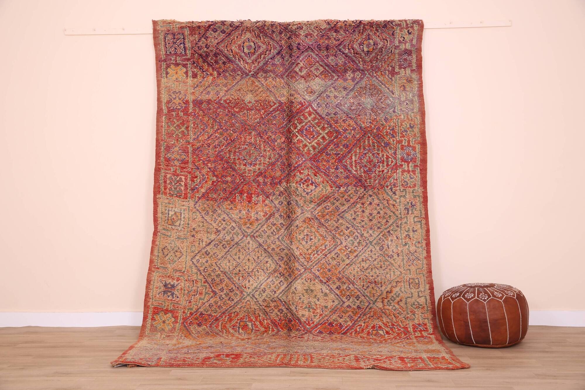 Vintage Moroccan Wool Rug 184 x 285 cm, Handmade Berber Rug, Old Rug Boho