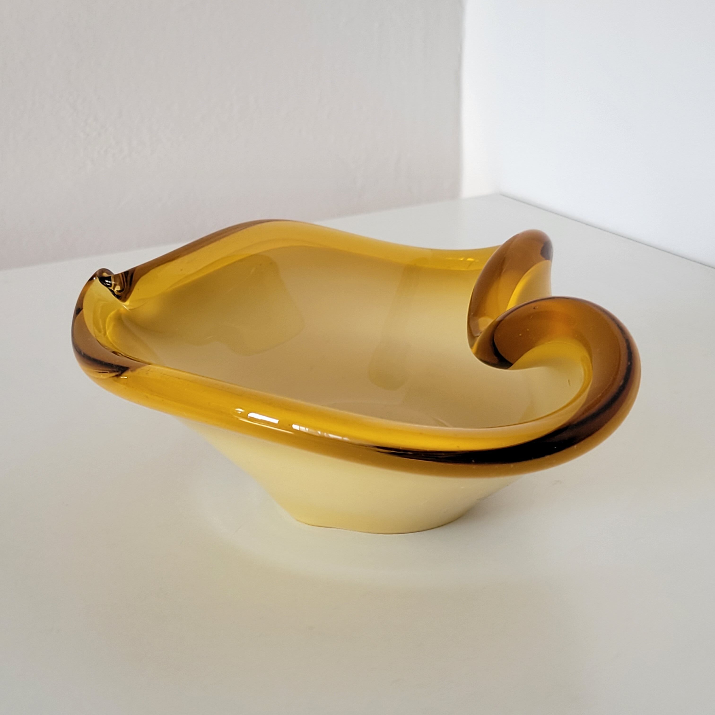 Empty pocket vintage yellow Murano glass bowl