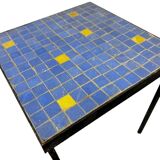 Table d'appoint vintage en mosaïque bleue / table à plantes