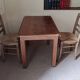 Petite table de ferme + 2 chaises en paille vintage