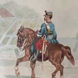Tableau dessin "Cavalerie" Militaria par Théodore Fort (1810-1896)