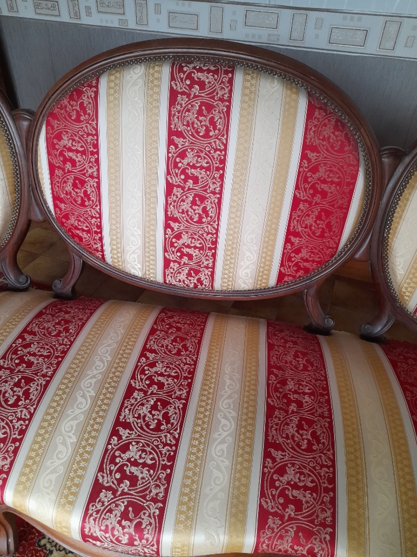Exceptional Three-Seater Sofa Napoleon III - Triple Medallion - Style