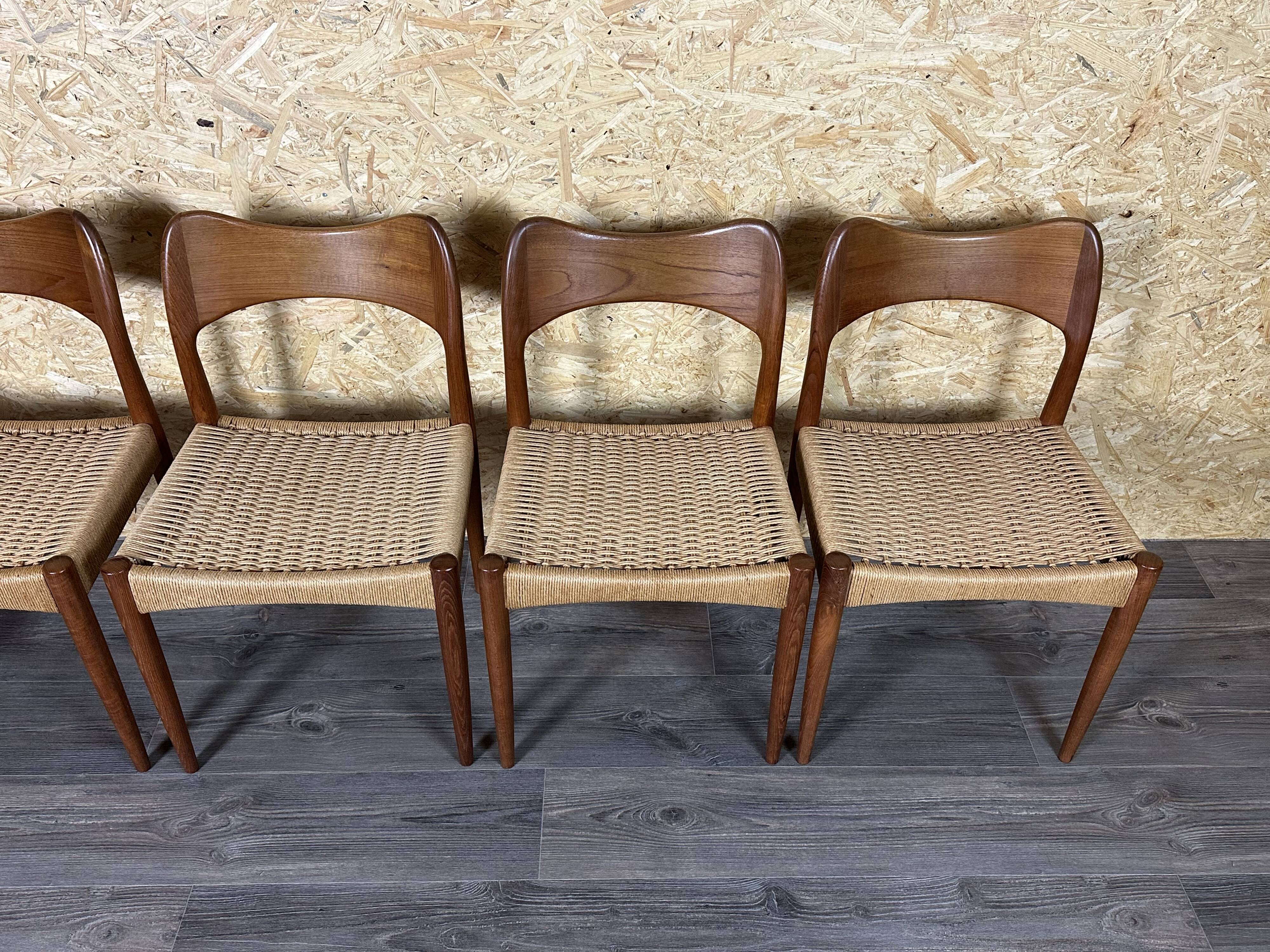 6 teak dining chairs from the 60s/70s by Niels O. Möller for J.L. Møllers 60s