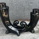 Vallauris Black Ceramic Candle Holder from the 50s