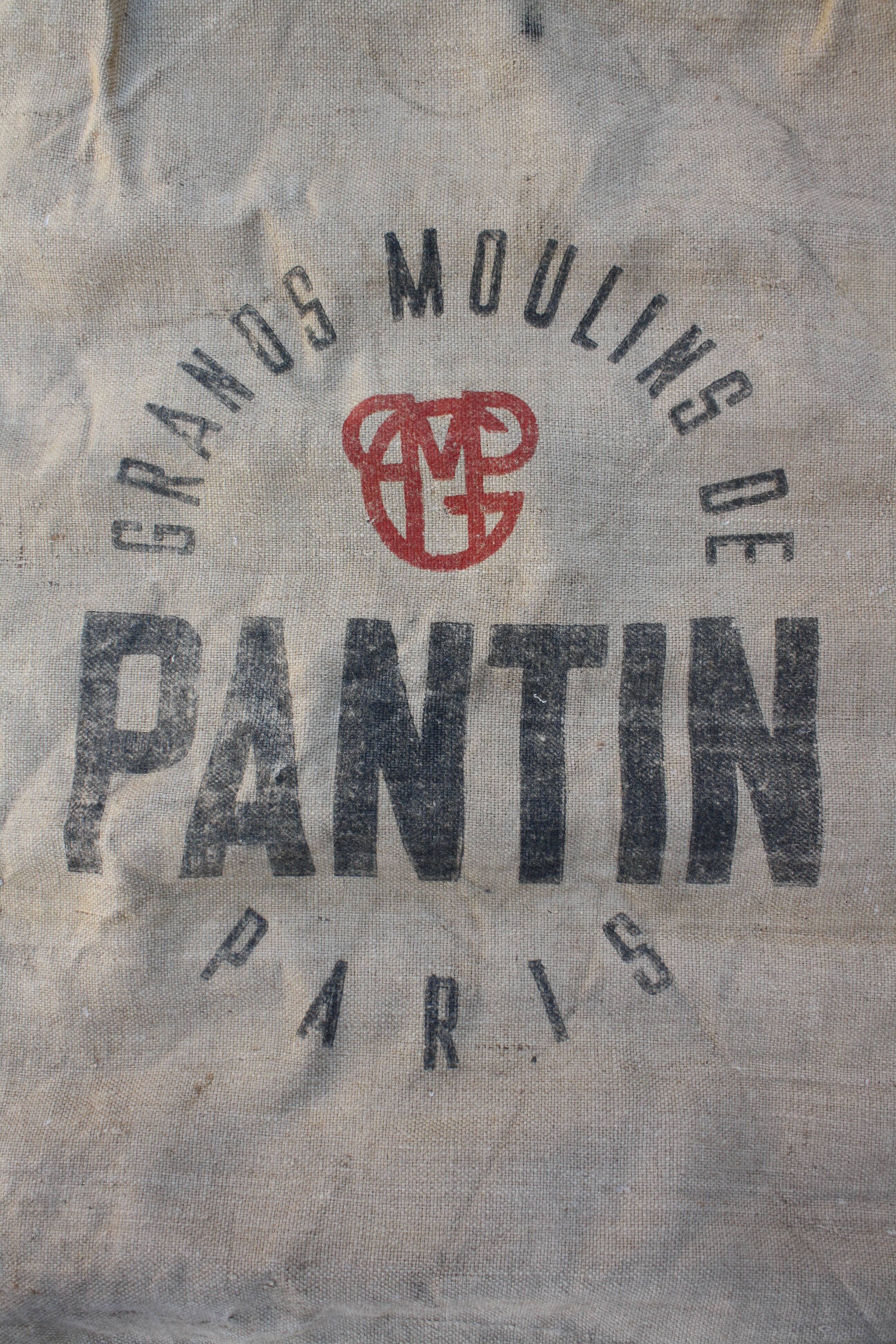 Sac en toile de jute ancien Grands moulins de Paris Pantin farine