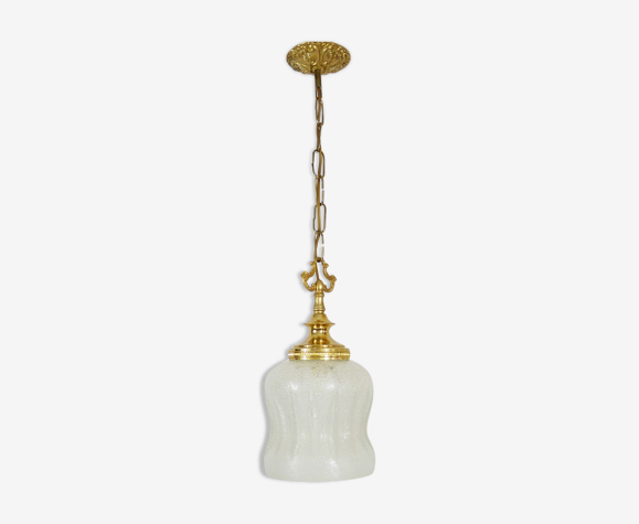 Suspension en laiton et globe en verre années 50/60