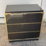Vintage black and gold TV cabinet from the 70s/80s