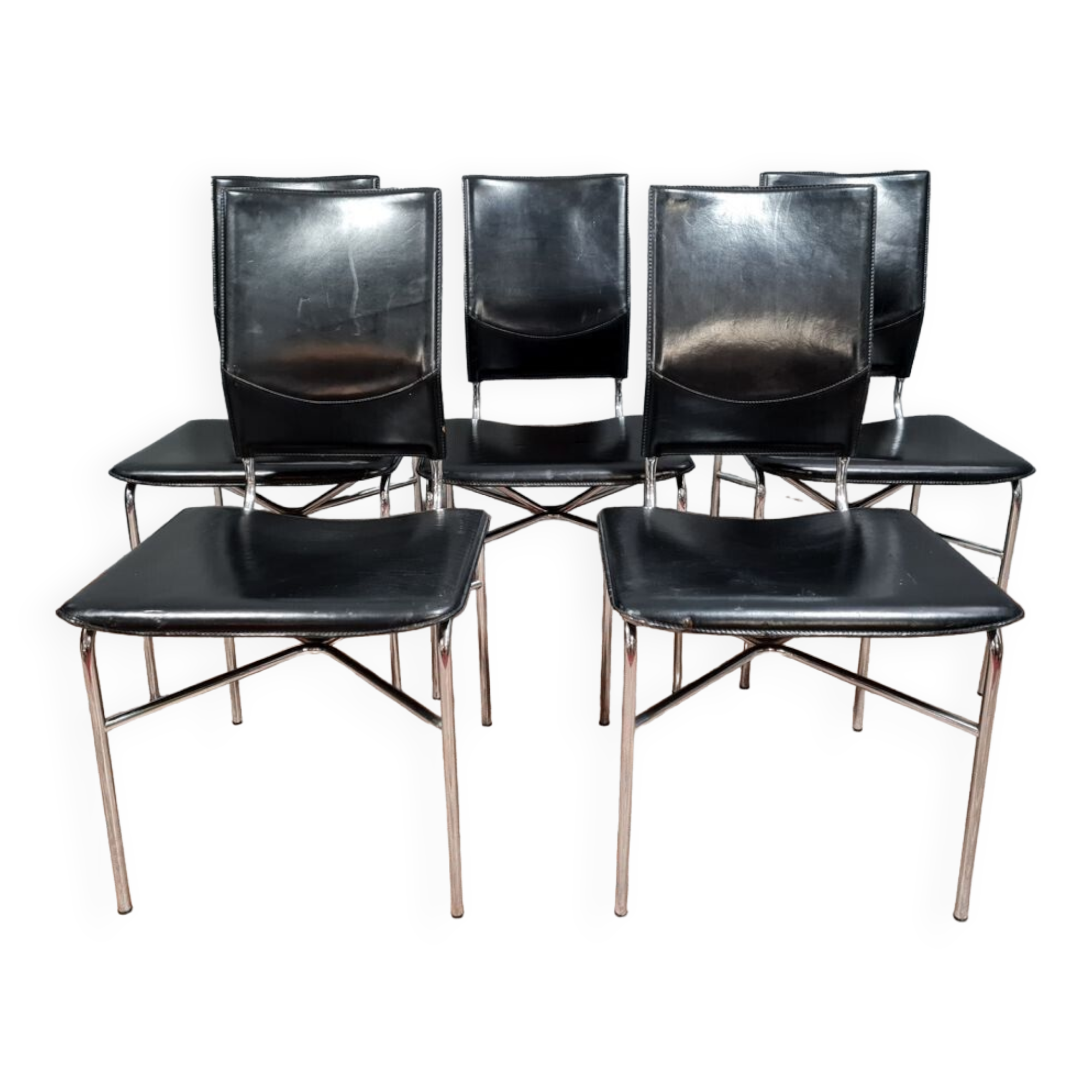 Series of 5 stamped chairs designed by Ross Litell for Matteo Grassi