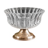 Small vintage footed bowl – worked glass & silver-plated metal