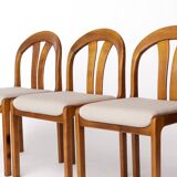 Set of 4 Vintage Dining Chairs by Lübke – Germany 1970s – Cherrywood & Grey
