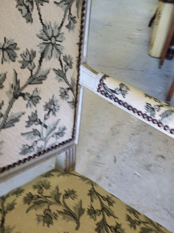 Armchair Louis XVl grey of the Xlx th century n°1