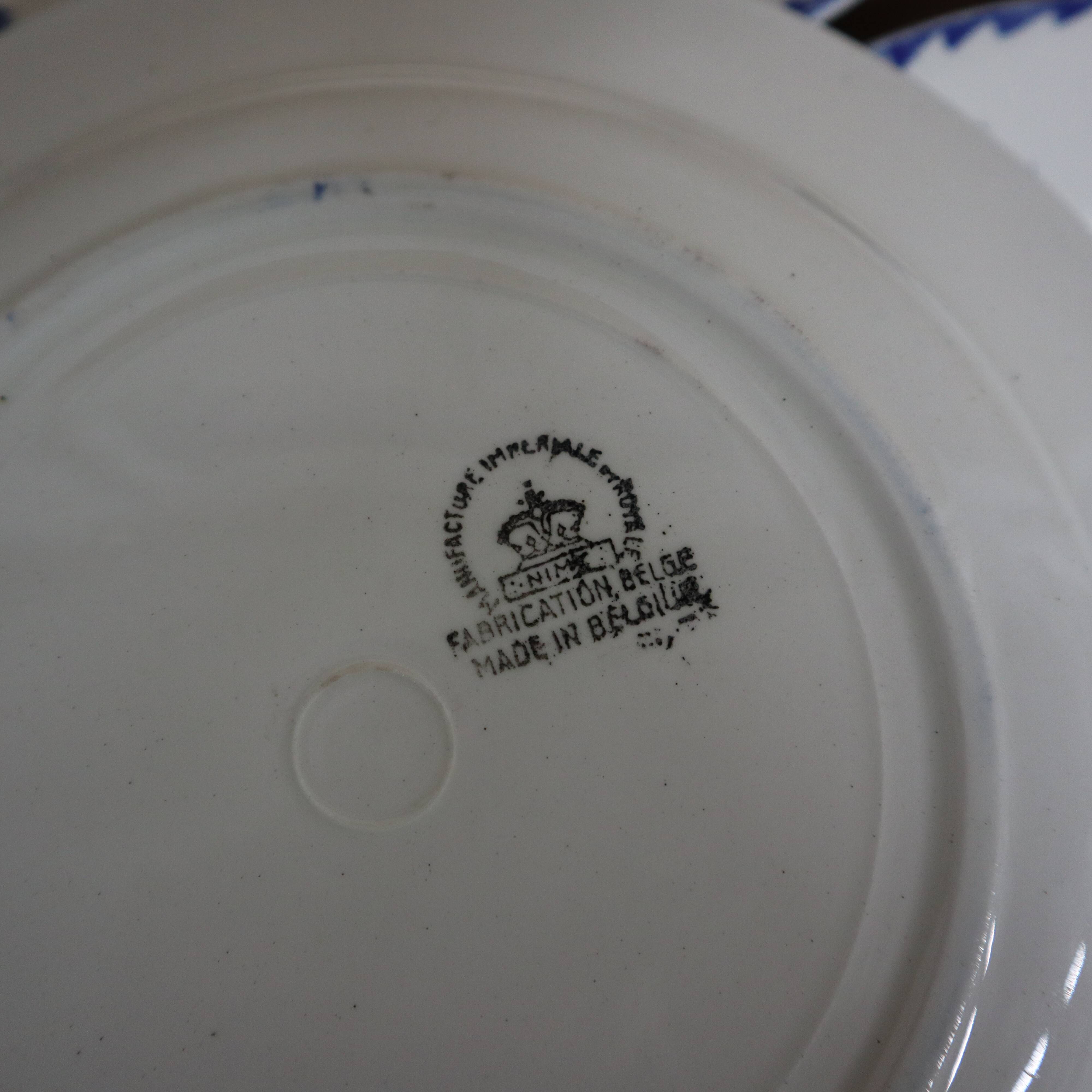 5 flat plates from the Nimy Royal Imperial Manufacture, Belgian manufacture
