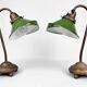 Pair of Unique 1920's Enamel & Cast Iron Desk Lamps, Czechoslovakia