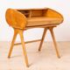 Mid Century Modern Desk with Roll-Top, Walnut Veneer, 1950s, Fully Restored