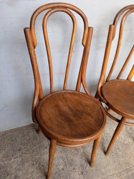 Paire 2 chaises bistrot bois courbé vintage