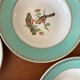 Set of 4 vintage deep plates in earthenware • Bird and leaf decoration