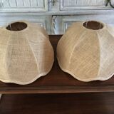 Pair of vintage jute lampshades