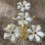 Pair of vintage golden sconces and lucite flowers