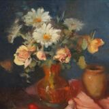Vintage Impressionist Floral Still Life Oil Painting