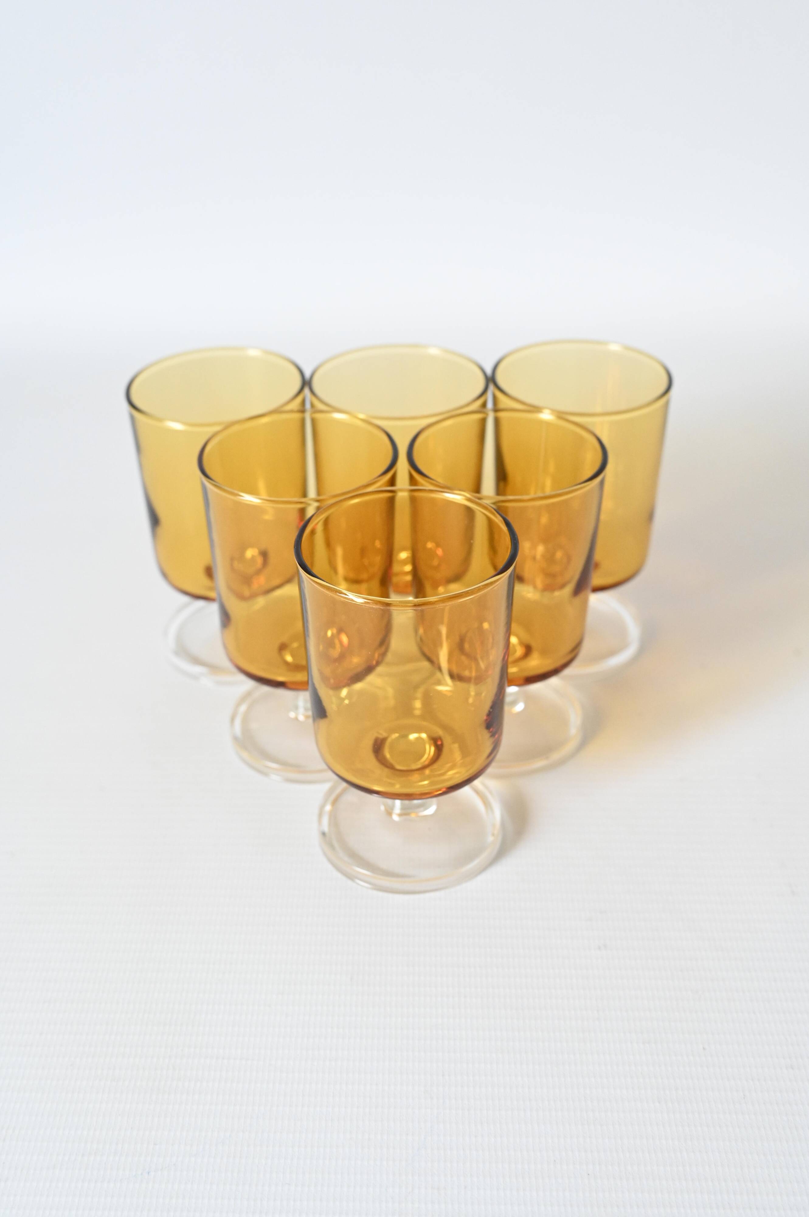 6 Cristal d'Arques Luminarc Sweden amber glasses